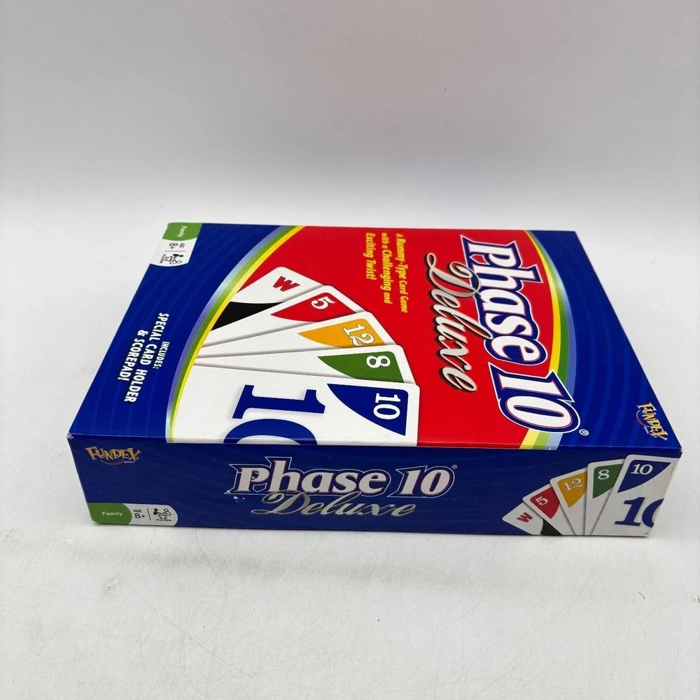 Phase 10 Deluxe Card Game Fundex Special Card Holder Scorepad COMPLETE